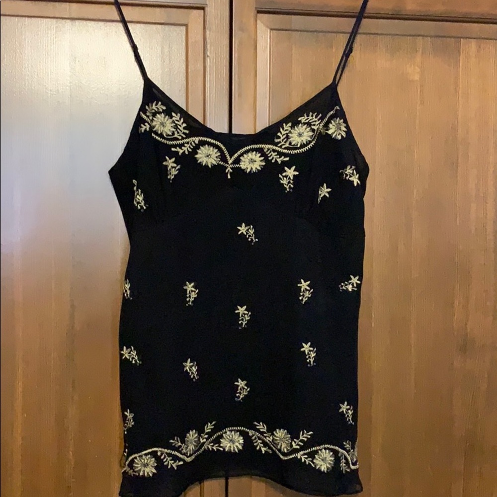 Black Embroidered Zipper Camisole